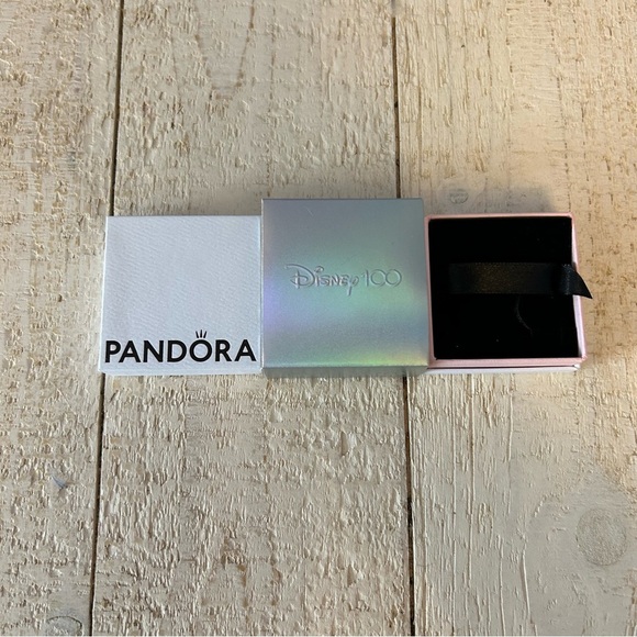 PANDORA Jewelry White & Black Velvet Empty Charm/Ring Gift Box Disney 100 - Picture 2 of 2